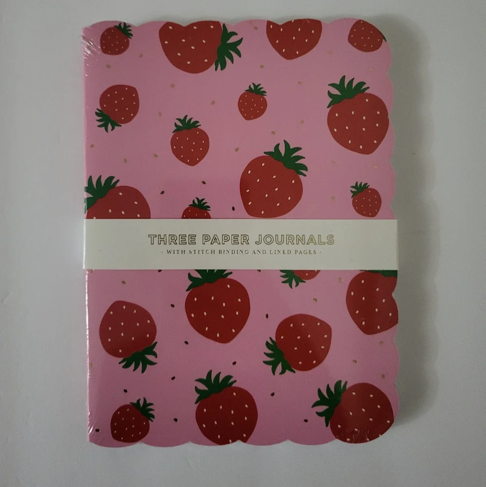 Elum Design Pink Strawberry And Dots Journals Set Of 3